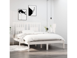 Vidaxl Estrutura de Cama 140x190 Cm Madeira de Pinho Maciça Branco