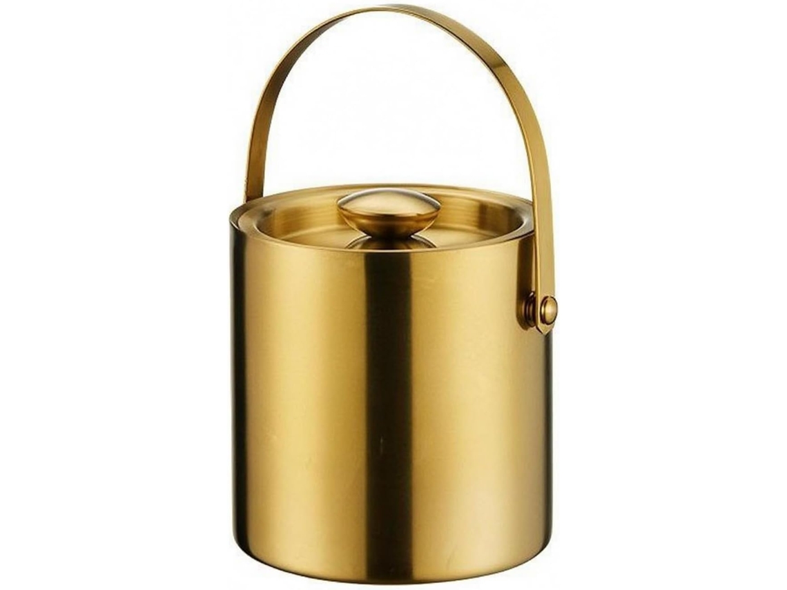 Balde De Gelo Isolado De Aço Inoxidável Com Parede Dupla Para Servir Bebidas Em Bares, 2 Litros, Dourado