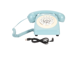 Telefone Retro De Mesa Azul Lagoa Push Button