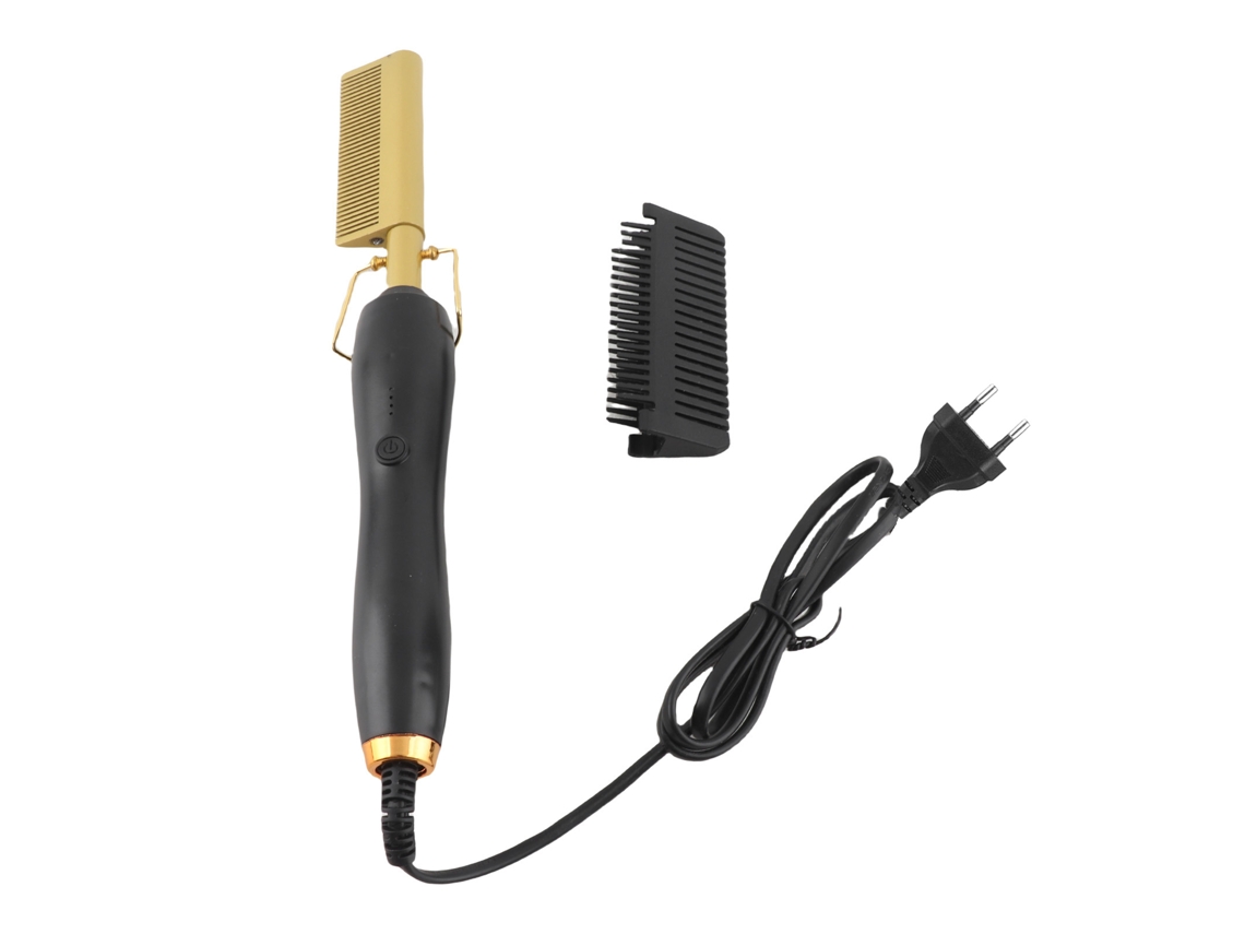 Pente De Cabelo Elétrico Multifuncional Para Alisar E Cachos Com Aquecimento Rápido