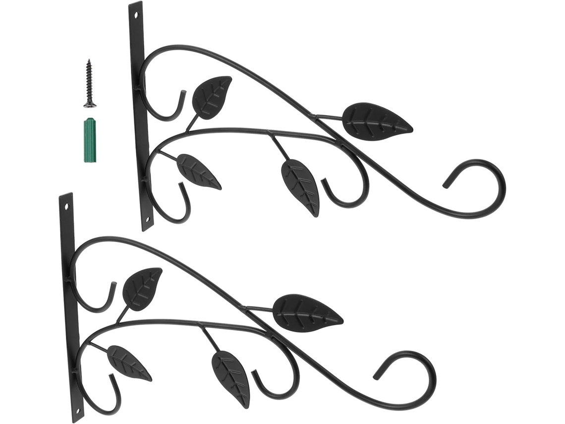Kichouse Kit de 2 Ganchos de Parede em Ferro Preto com Estilo Nórdico, Suporte Robusto para Plantas com Alta Capacidade CHABERLU