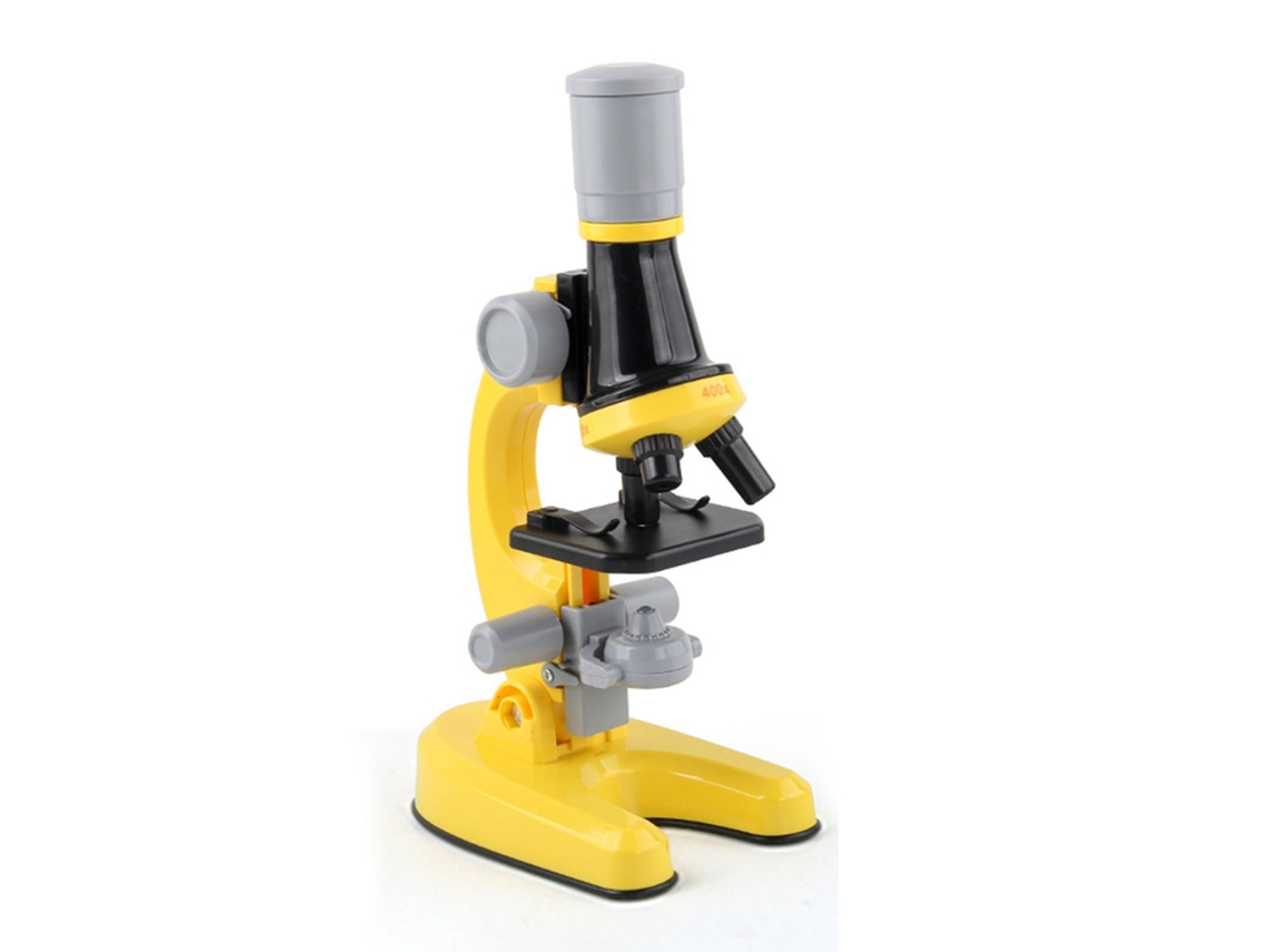 Conjunto De Microscópio Para Crianças 100x 400x 1200x Com Luz Led Ajustável Brinquedo Científico Educativo Amarelo