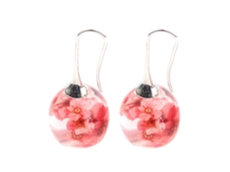 Brincos De Argola Para Mulheres Moda Artesanal Flor Seca Resina Vermelha