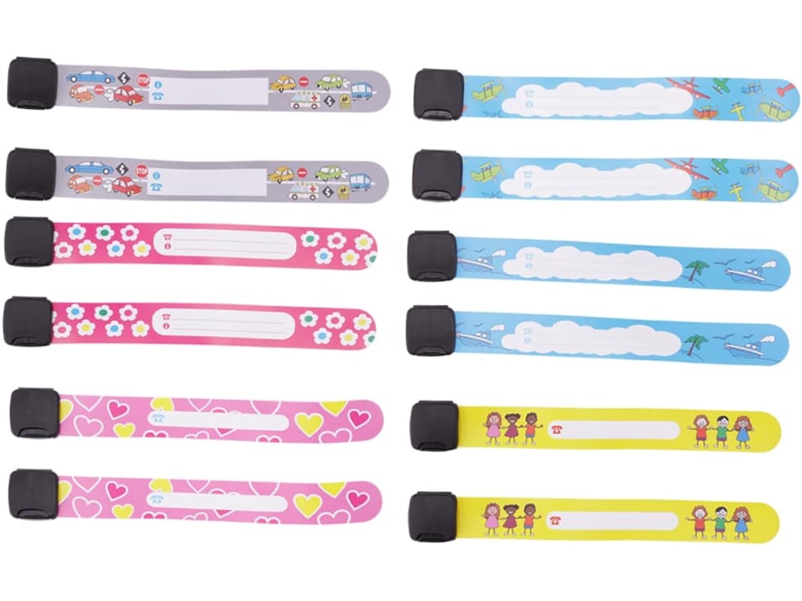 Ciieeo Conjunto De 12-pulseiras Anti Perda Em Pvc Para Meninas, Design De Desenho Animado, Pulseira De Segurança Para