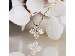 Estrela Brilhante ~ Prata S925, Colar de Luxo com Trevo de Quatro Folhas da Sorte, Elegante e Sofisticado. MDUG (dourado)