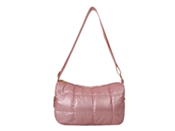 Bolsa de Ombro Feminina com Algodão Amassado Alça Ajustável Multiuso Rosa Tamanho Único
