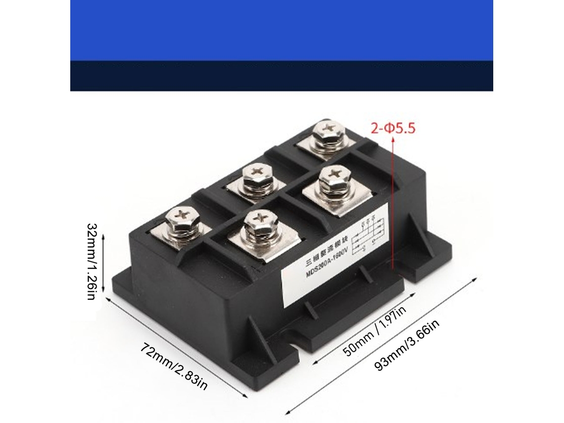 Ponte Retificadora 1600v 200a Trifásica 5 Terminais Diodo Para Carregamento Pwm Aquaforge