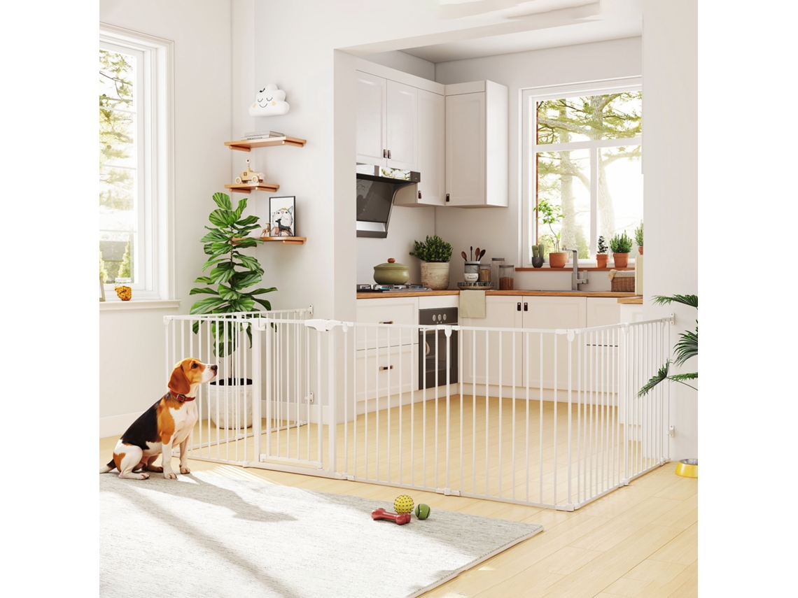 Parque Modular Com 8 Painéis E Fechamento Automático, Feito De Aço E Abs, 61x3x75 Cm, Branco.
