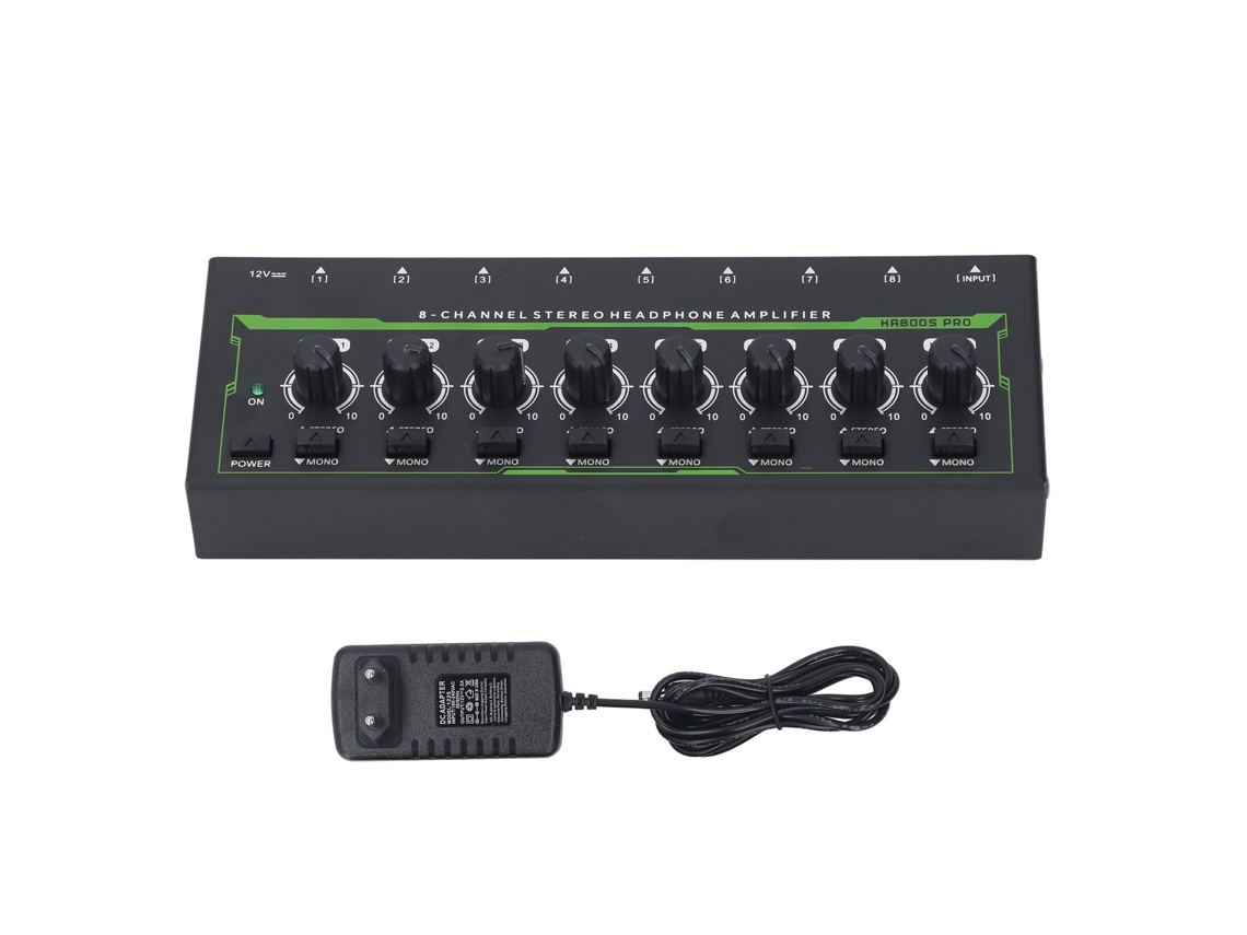 Amplificador De Fones De Ouvido 8 Canais Portátil Com Controle Independente E Luz Rgb Eu Plug 100-240v