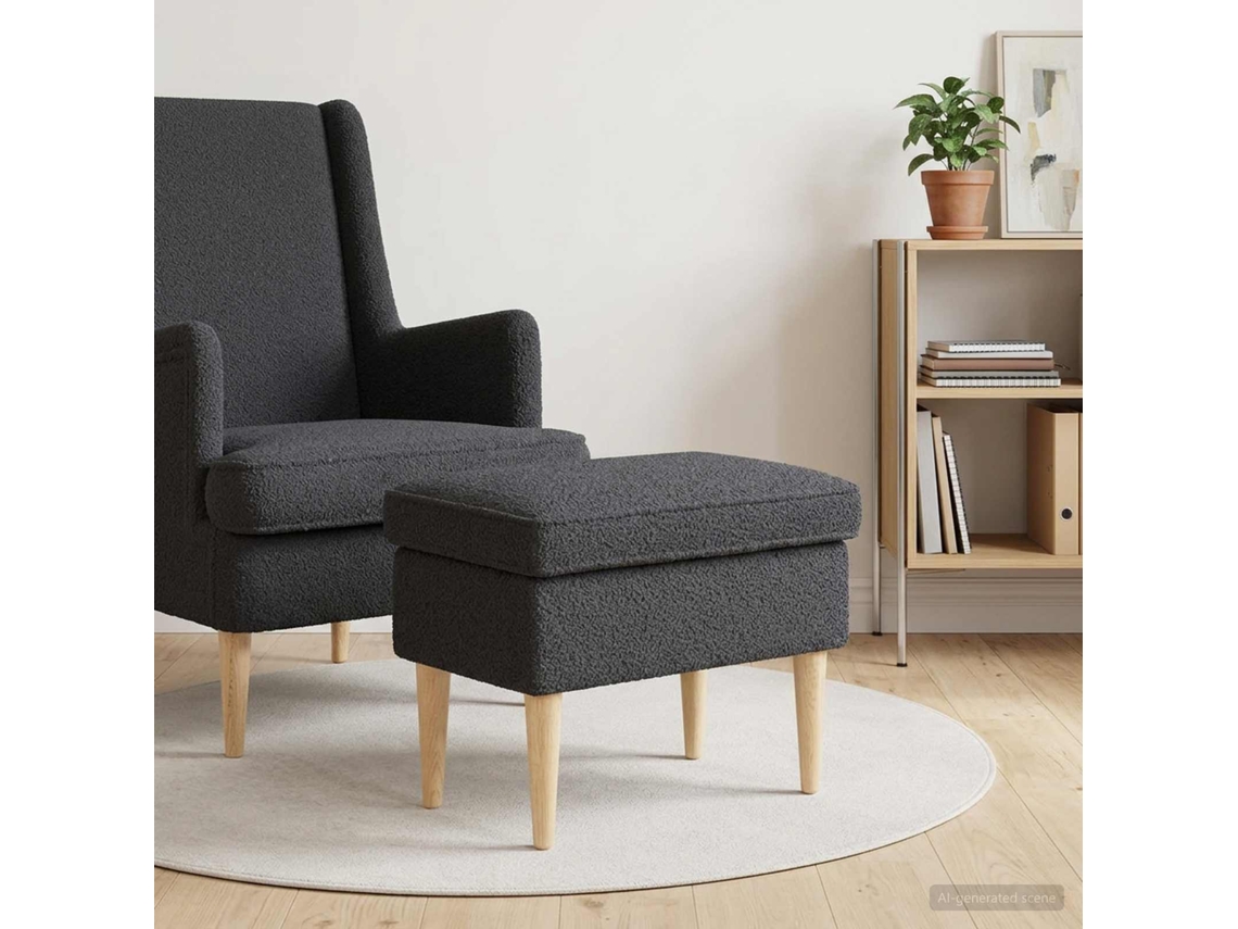 Vidaxl Pufe Para Os Pés Cinzento-escuro 55 X 35 X 41 Cm Bouclé