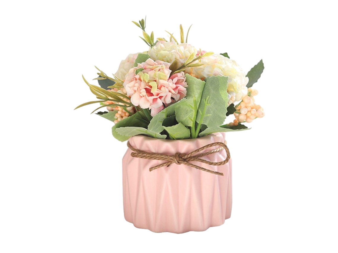 Hortênsias Artificiais com Vaso Mini Flores de Hortênsia Planta Artificial em Vaso de Cerâmica NEVEANCE