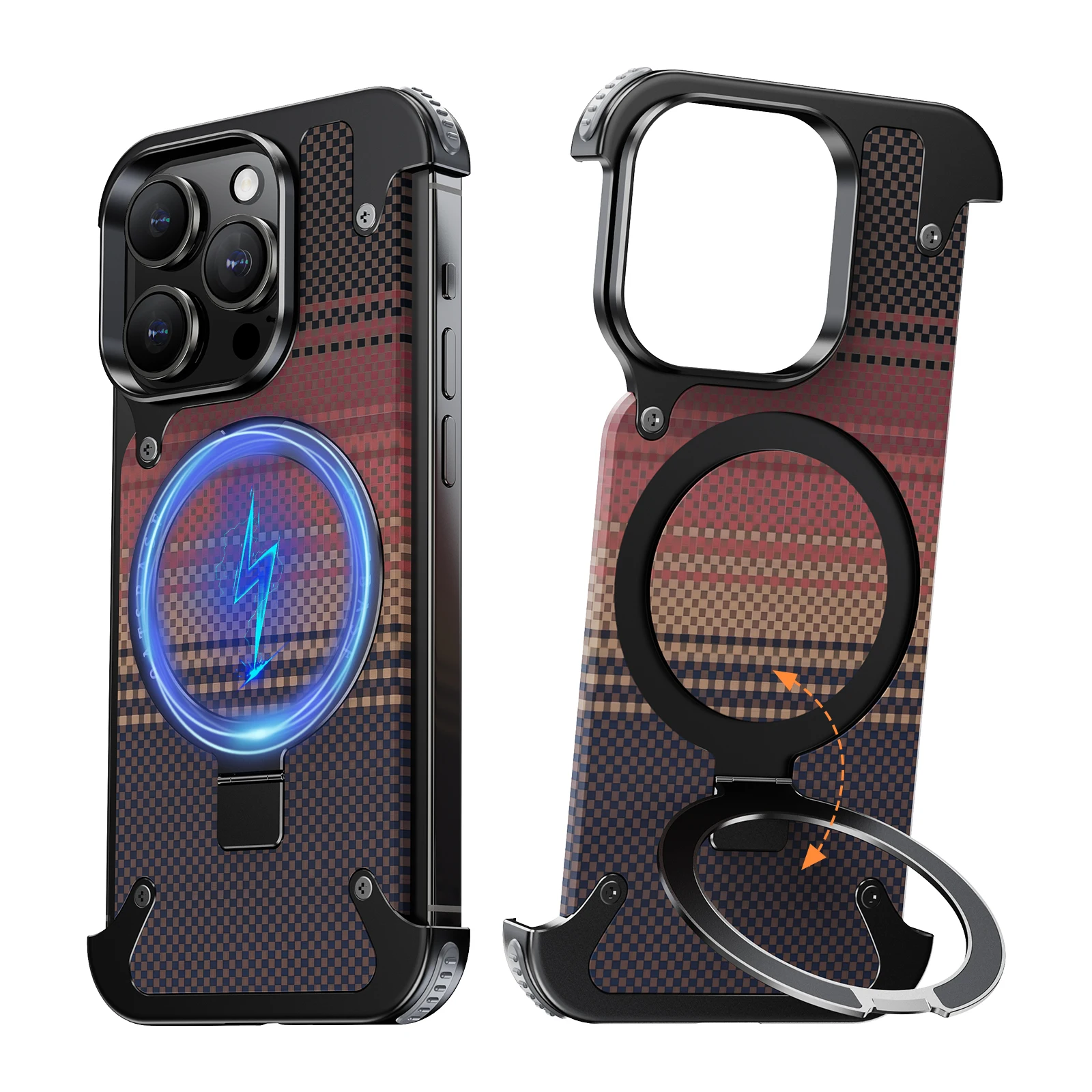 Capa Para Iphone 16 Pro (preta) Com Suporte Magnético Magsafe E Revestimento Texturizado Em Kevlar.