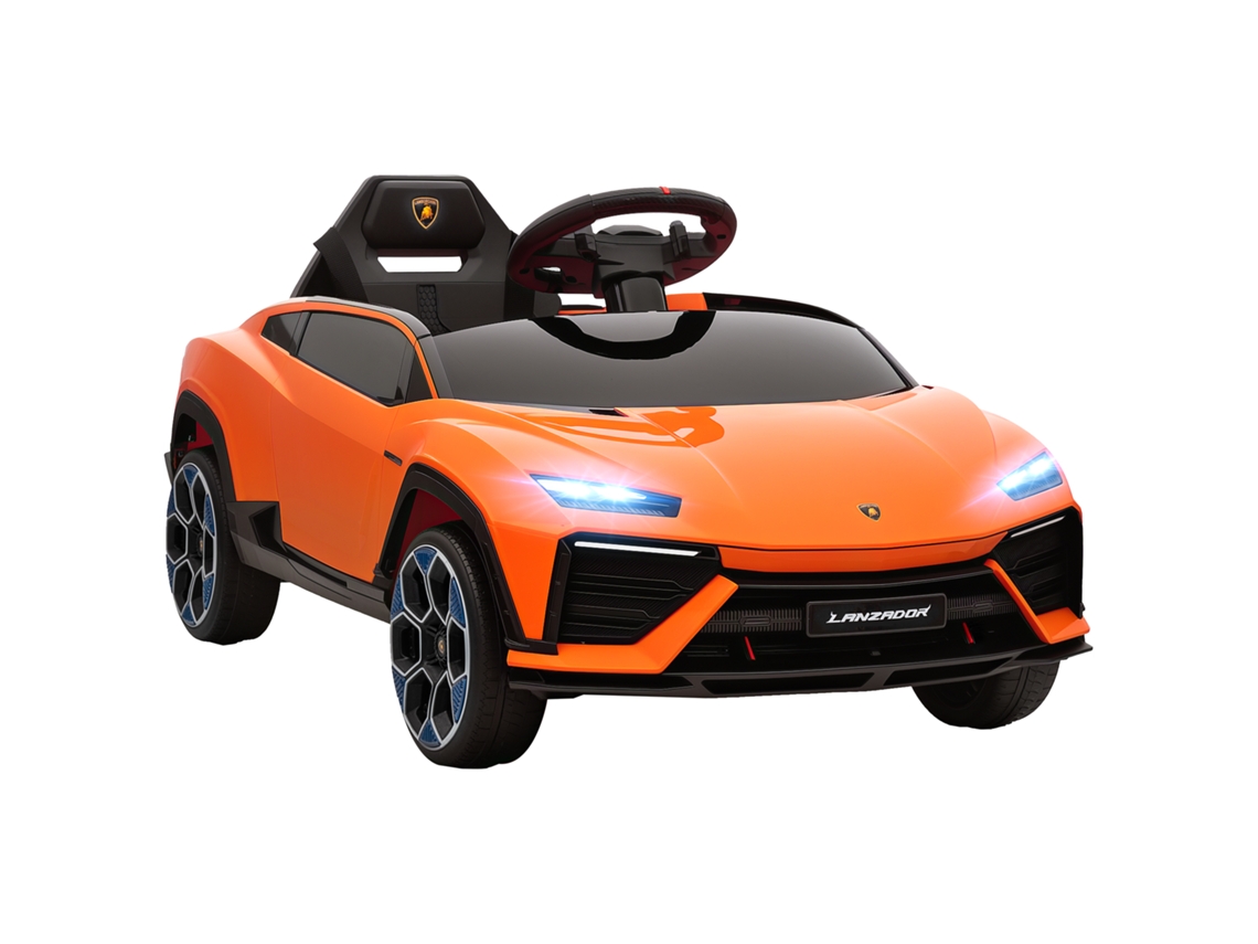 Carro Elétrico Infantil Licença Lamborghini Com Buzina E Comando, 101.5x49x43 Cm, Laranja
