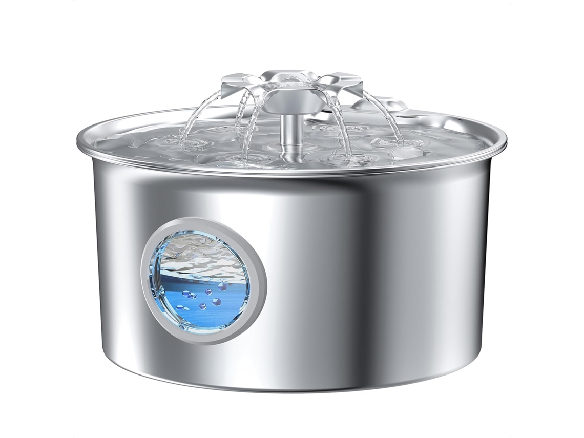 Dispensador Automático De Água, Capacidade 2,6 L, Em Aço Inoxidável, Silencioso, Luz Led, Acabamento Azul, Para Uso Doméstico E Hidratação Diária