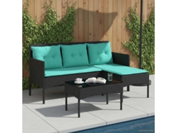 Vidaxl Conjunto De Sofá De Jardim Com Almofada 2 Pcs Vime Pe