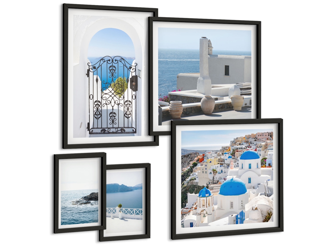 Pinturas Murais Modernas Pinturas Relaxantes De Água Zen Moldura Preta Quadros Para O Escritório Espelharte (conjunto De 5 Imagens)