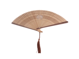 Ventilador de Mão Dobrável de Bambu com Pingente Oco Decorativo para Verão