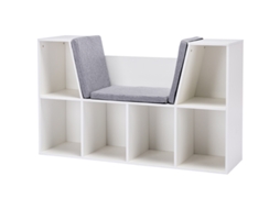 Prateleira Infantil de Canto com 3 Caixas Organizadoras, Cinza, 57,4 X 57,4 X 94 Cm, para Crianças de 3 a 12 Anos.