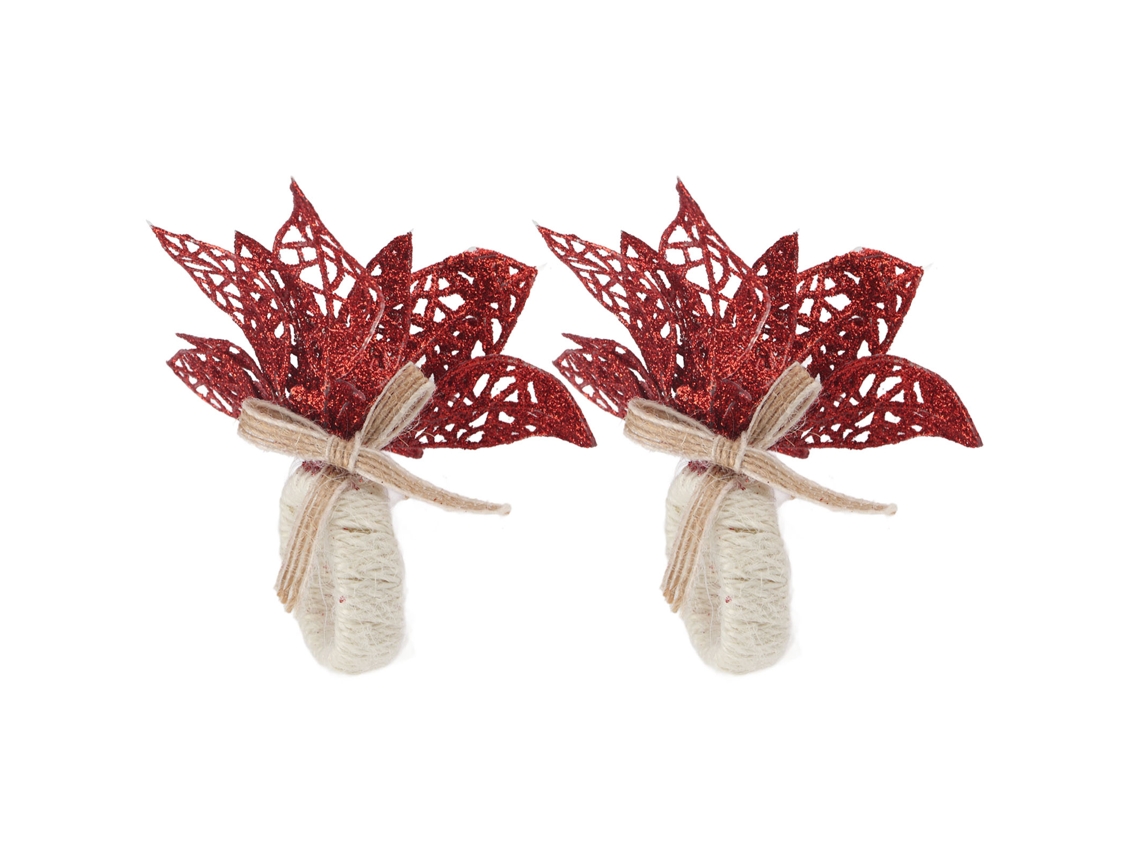 Laxiscreed Guardanapo Decorativo Com Dois Anéis Para Casa, Hotel E Casamentos - Flor Vermelha