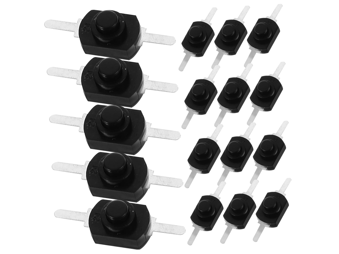 50 Peças De Interruptor De Botão De Pressão Com Travamento Automático Preto Micro