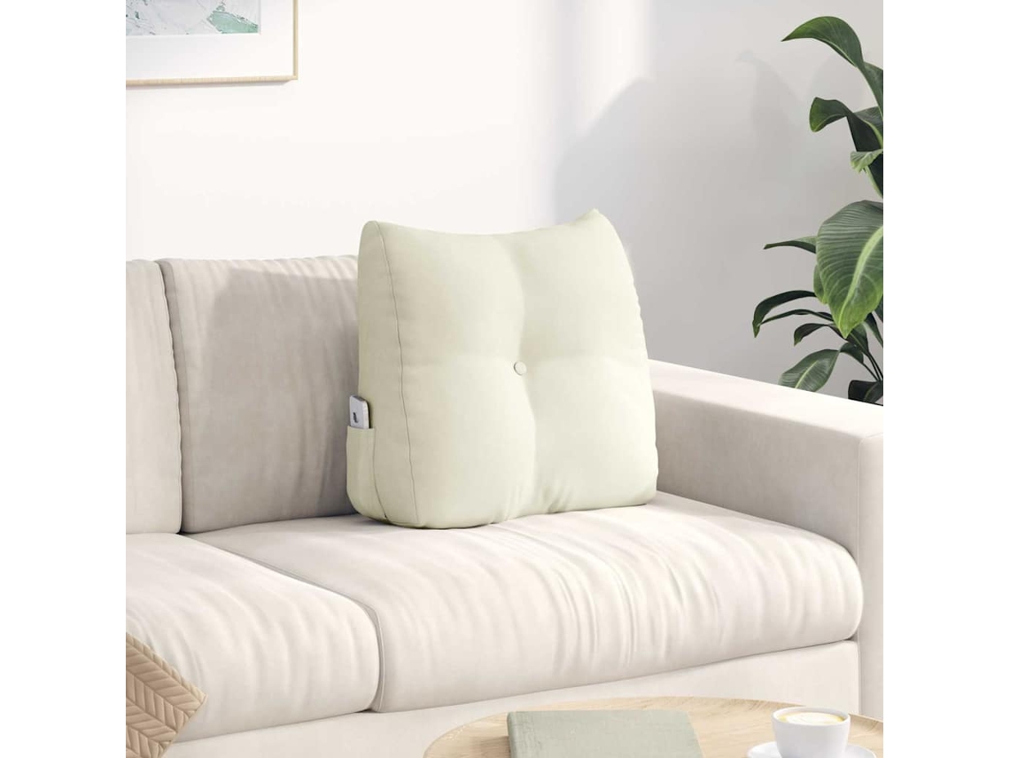 Vidaxl Travesseiro Para Costas Creme 45 X 24 X 50 Cm Veludo
