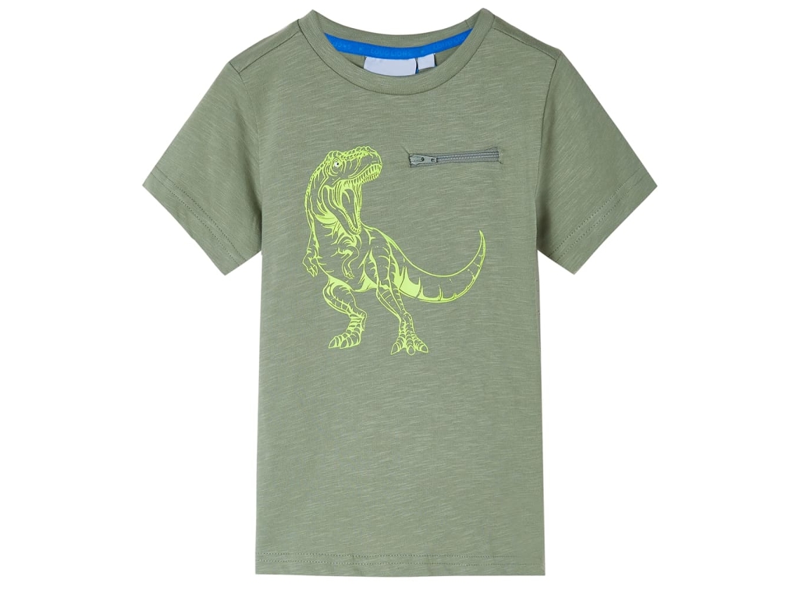 T-shirt Manga Curta Para Criança Caqui-claro 104