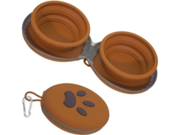 Tigelas Dobráveis ​​para Cães, 2 em 1 de Silicone para Comida e Água, Compartimento Duplo Portátil para Viagens, Camping, Caminhadas AQUAFORGE
