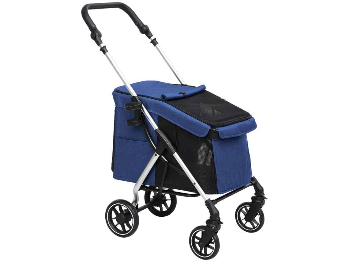 Carrinho Alumínio 10kg com Janela e Cesto Azul
