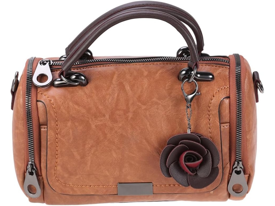 Almofada Para Bolsa Feminina Com Alça Marrom, Grande Capacidade, Feita De Pu E Poliéster, Estilo Elegante E