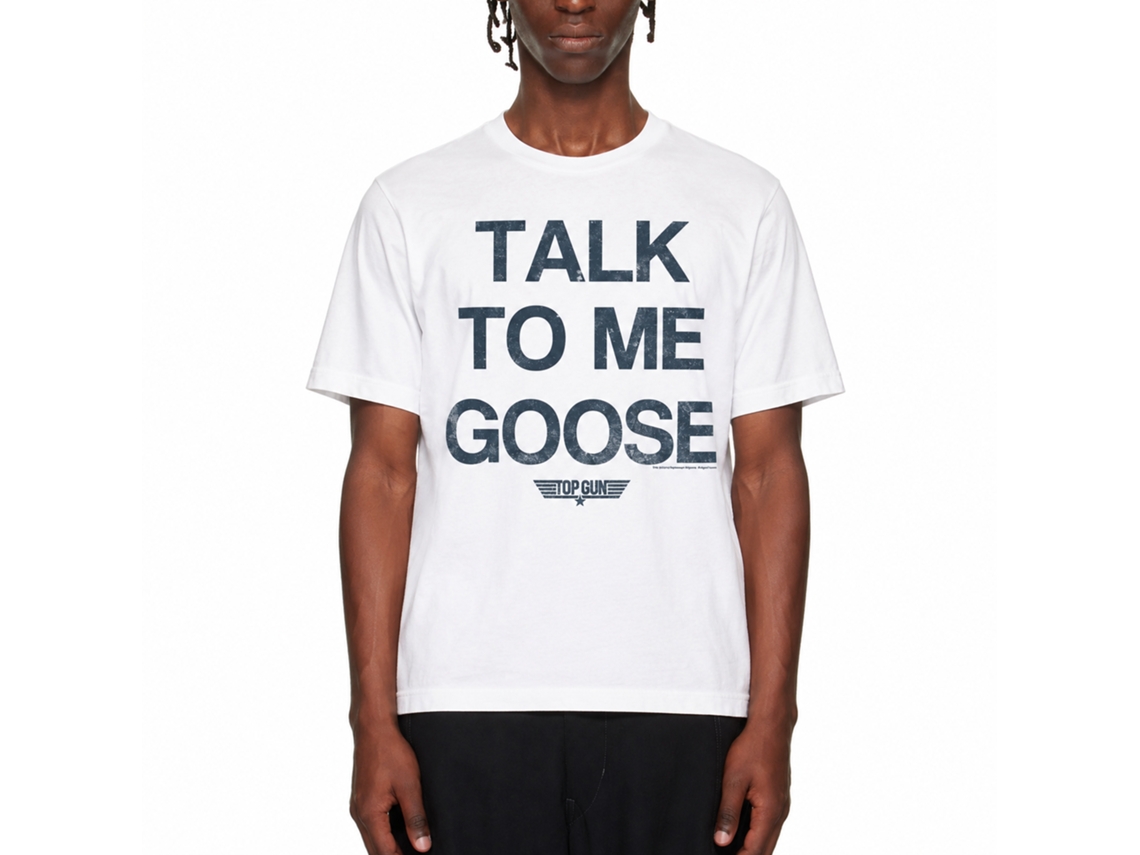 Rockinstone Top Gun Movie Talk Goose White Adult T-shirt Size:m
