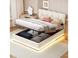 Cama Estofada 140 X 190 Cm com Arrumação e Estrado de Ripas | INONEFT
