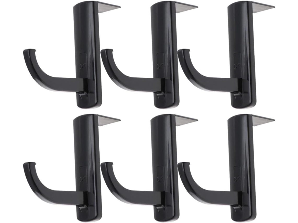 Suporte Para Fones De Ouvido Partykindom, Plástico Preto Liso E Polido, Conjunto Com 6 Unidades, Ganchos Práticos