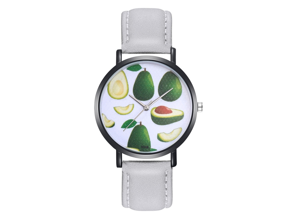 Relógio de Pulso Feminino de Quartzo com Pulseira de Couro Pu Estilo Simples Cinza