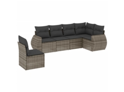 Conjunto de 6 Sofás de Jardim com Almofadões Vime Cinzento MAISON EXCLUSIVE (80x200 cm)