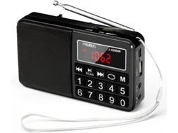 Rádio portátil J 429sw FM/AM/SW/USB/Micro SD/MP3 com botões e visor grande, bateria recarregável CXC (MW) de 1200 mAh