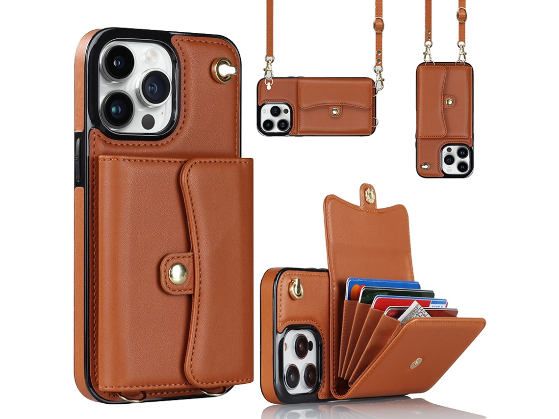 Capa Protetora De Couro Para Iphone 7 Plus/8 Plus (pulseira + Alça De Ombro)