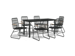 Maison Exclusive - 7 Pcs Conjunto De Jantar Para Jardim Vime De Pvc Preto