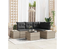 Vidaxl Conjunto De Sofá De Jardim Cinzento-claro Vime Pe