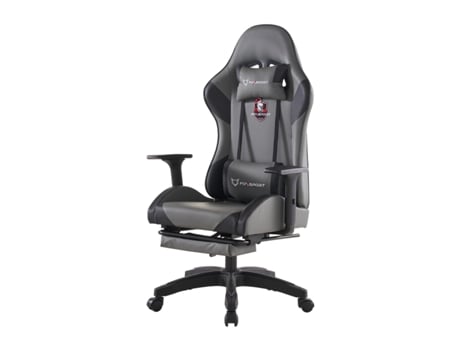 Cadeira gamer Foxsport com apoio para a cabeça e os pés, reclina 155°