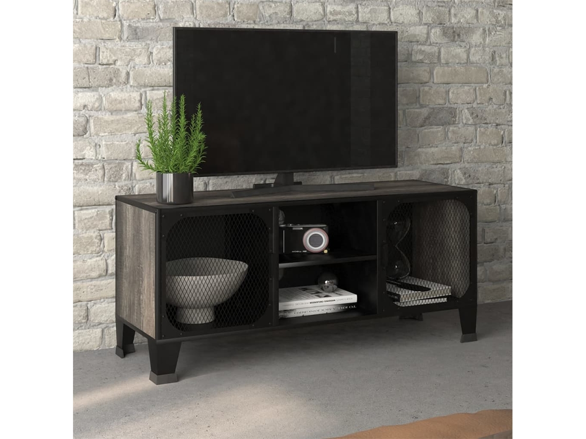 Vidaxl Móvel De Tv 105x36x47 Cm Metal E Mdf Cinzento