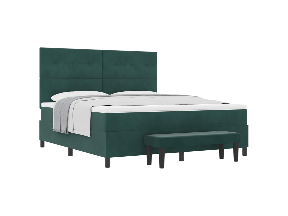 Maison Exclusive - Cama Box Com Cabeceira Verde-escuro 200 X 180 Cm Veludo