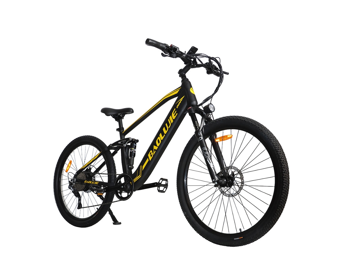 Bicicleta de Montanha Elétrica BAOLUJIE S9 com Suspensão Total e Bateria Removível de 48v 14ah.