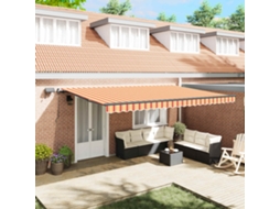 Vidaxl Toldo Retrátil Amarelo E Laranja 500 × 300 Cm Tecido E Alumínio