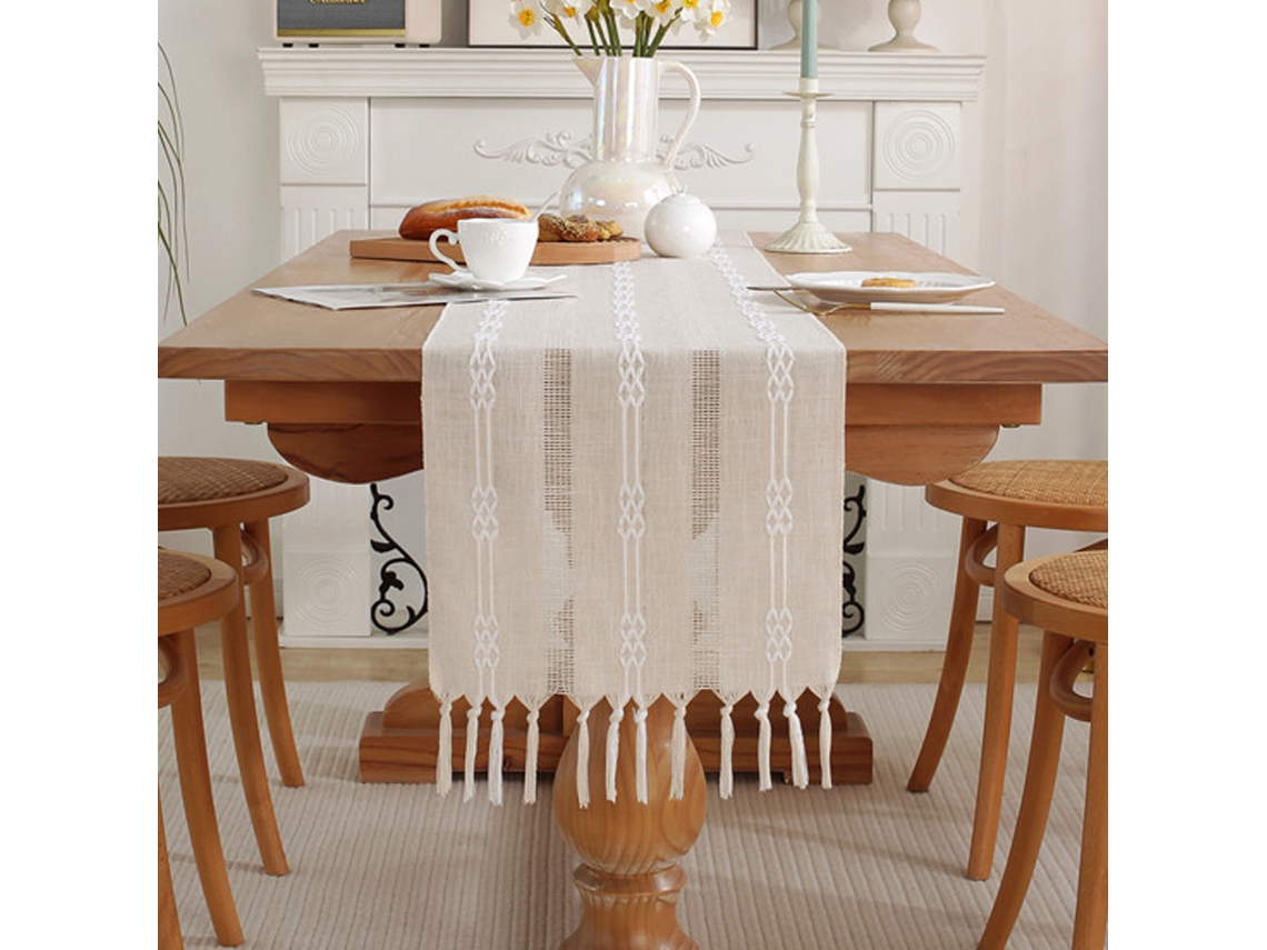 Guardanapos Quadrados Longos de 70 com Bandeira de Mesa Sem Dobras Bandeira de Mesa Adequado para Penteadeira Mesa de Centro Buffet Off White