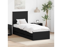 Vidaxl Estrutura Da Cama Preto 90 X 200 Cm Madeira De Engenharia