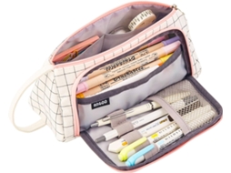 Estojo para Lápis, Grande Capacidade, Impermeável, Portátil, com Alça, Branco, Escolar, Meninas AQUAFORGE