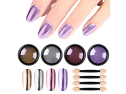 Pó Para Unhas Espelho De Metal Farinha Pigmento Holográfico Decoração Para Unhas Em Pó Conjunto 4 Caixas -Set3 ZMDECQNA