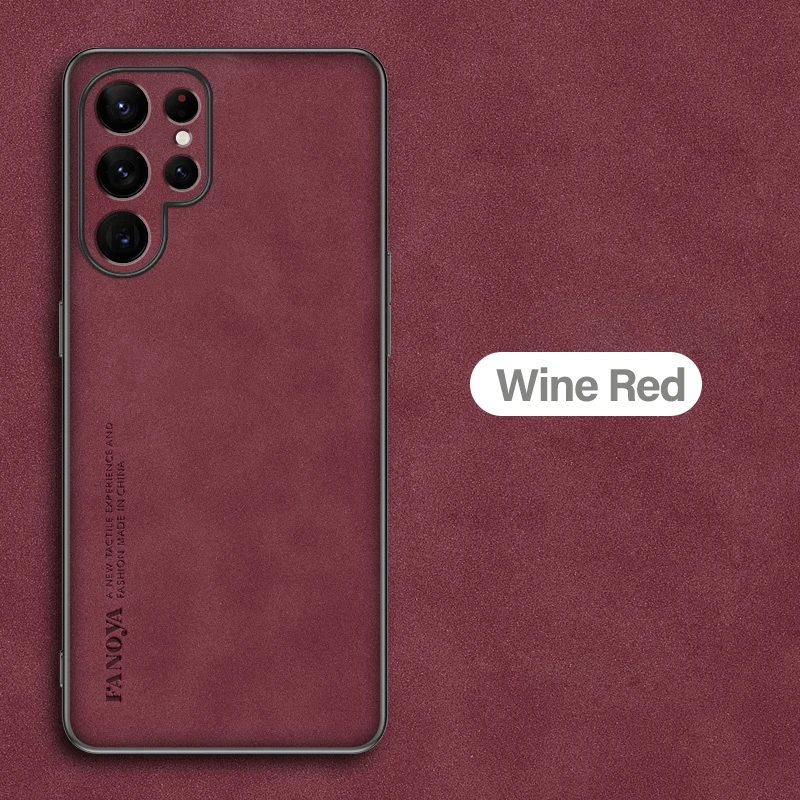 Capa Para Celular Samsung (galaxy S23 Plus, Cor Borgonha), Feita Em Luxuoso Couro De Cordeiro, Com Proteção Traseira.