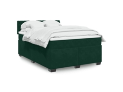 Vidaxl Cama com Molas/colchão 140x190 Cm Veludo Verde escuro