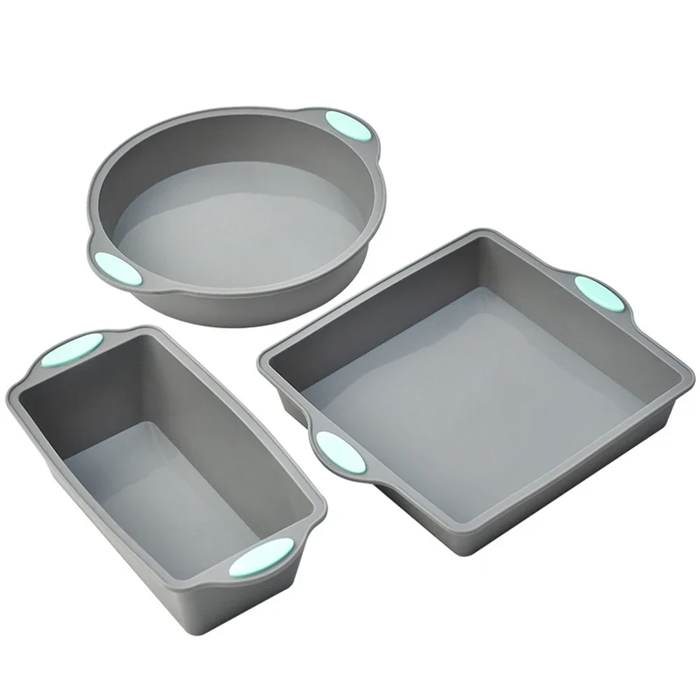 Conjunto de 3 Peças: Formas de Silicone para Pão e Muffins, Assadeiras Resistentes Ao Calor, Utensílios de Cozinha Antiaderentes. MDUG